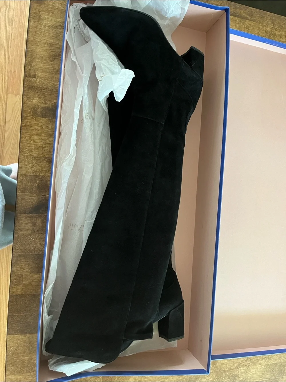 Stuart Weitzman Black Suede and Leather  over the knee boots
